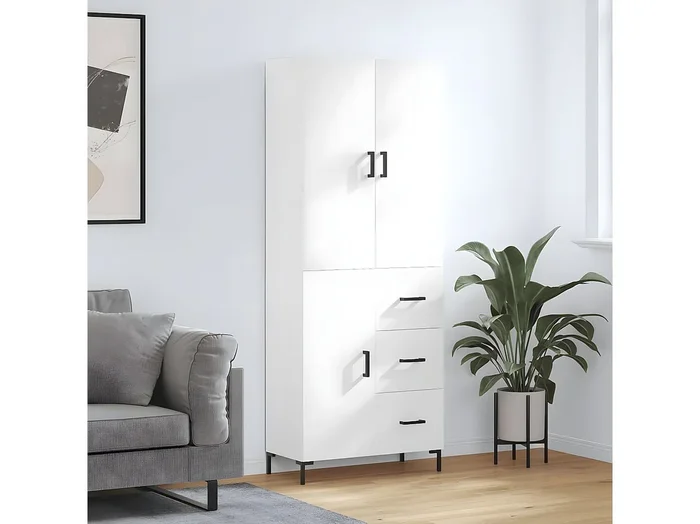 Aparador alto Blanco 69,5x34x180 cm Madera contrachapada