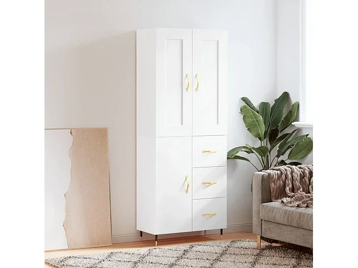 Aparador alto madera contrachapada blanco 69,5x34x180 cm ES18074