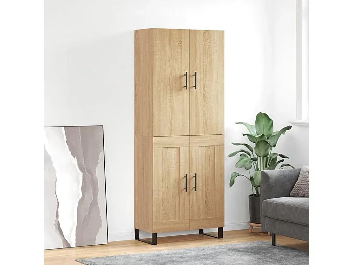 Aparador alto madera contrachapada color roble 69,5x34x180 cm