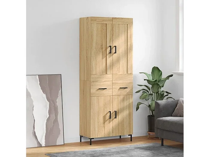 Aparador alto madera contrachapada color roble 69,5x34x180 cm
