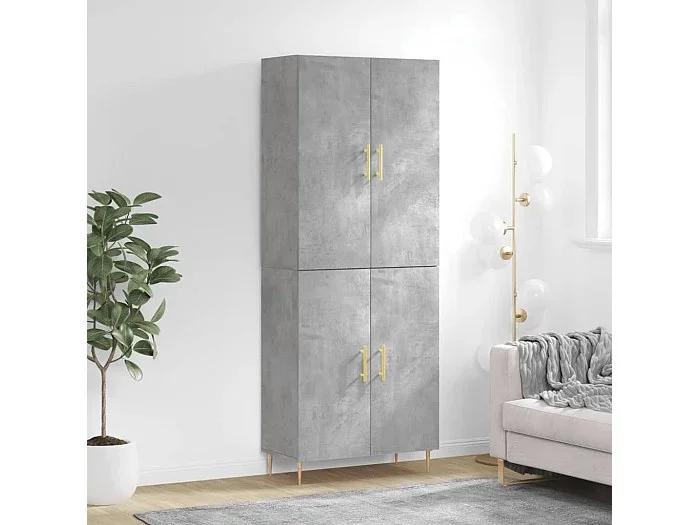 Aparador alto madera contrachapada gris hormigón 69,5x34x180 cm ES78229