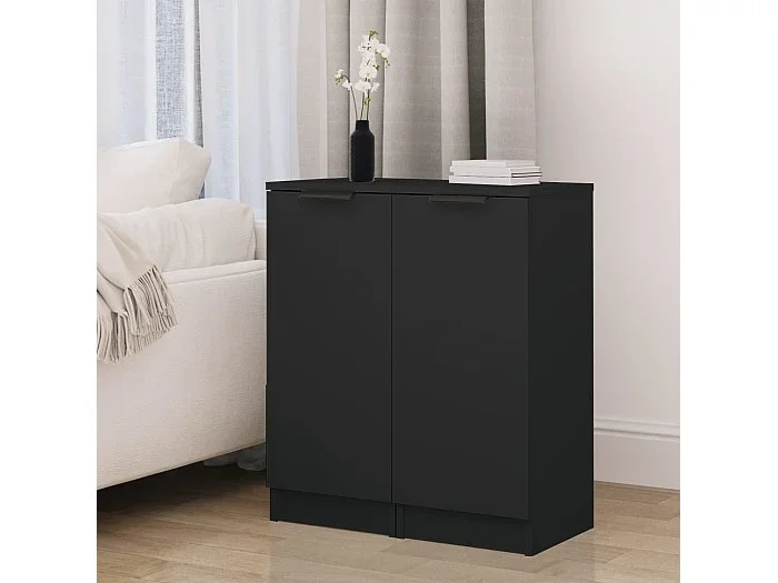 Aparador de madera contrachapada negro 30x30x70 cm ES86198