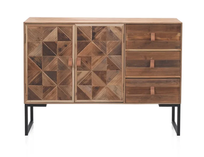 Aparador De Madera De Fresno, Frentes De Madera Reciclada Con Base De Metal