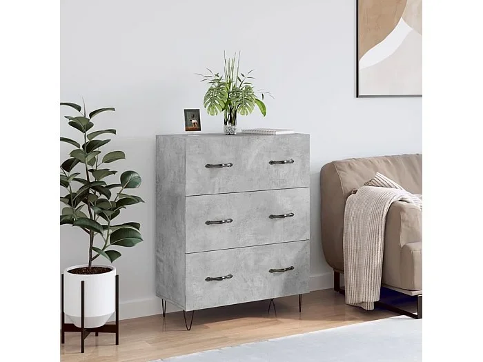 Aparador de madera de ingeniería gris hormigón 69,5x34x90 cm ES90186