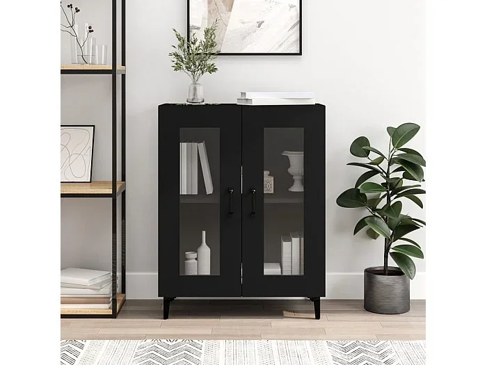 Aparador de madera de ingeniería negro 69,5x34x90 cm ES66702