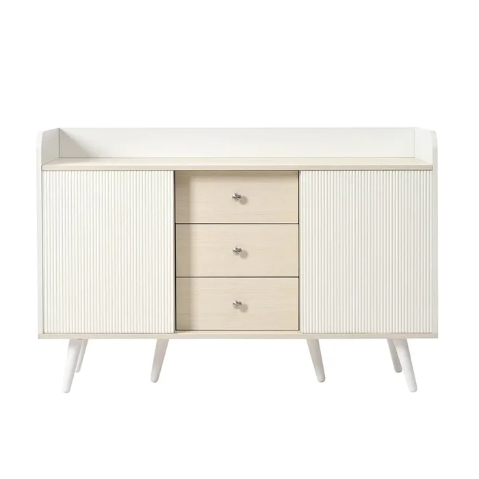 Aparador de mdf con 2 puertas y 3 cajónes,blanco+natural