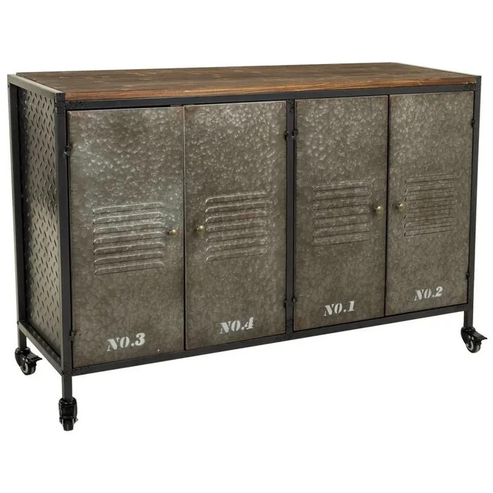 Aparador de metal y madera con 4 puertas 124,5×40,5×82,5h cm