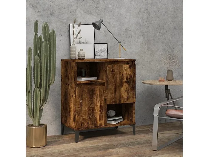 Aparador madera contrachapada color roble ahumado 60x35x70 cm ES62467