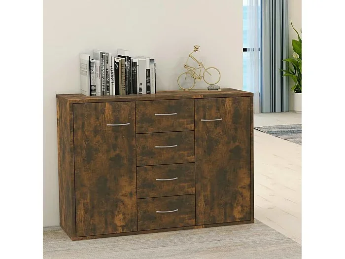 Aparador madera contrachapada color roble ahumado 88x30x65 cm ES57438