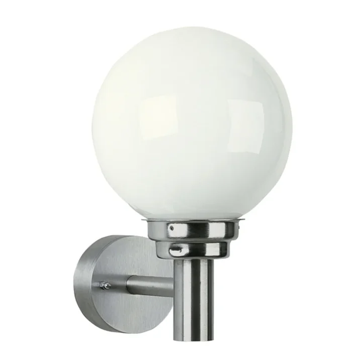 Aplique de exterior 155, acero inoxidable, cristal, esfera, Ø 20 cm