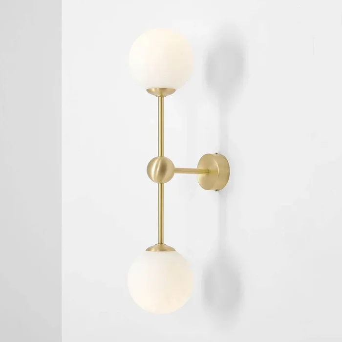 Aplique de pared Alison, 2 luces, latón/blanco, 59 cm