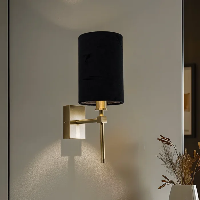 Aplique de pared Azzi pantalla textil 1 luz negro