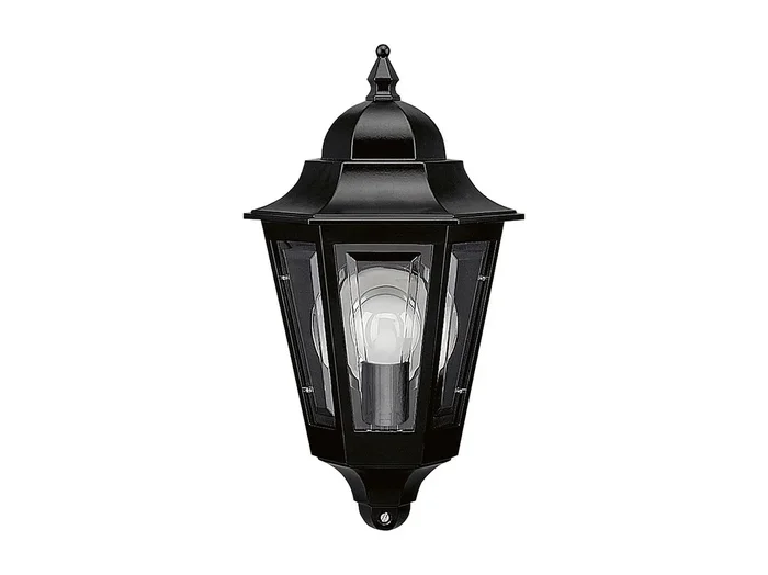 Aplique de pared ELITE 6 estilo clásico – Alt. 32 cm – E14 42W – Cristal mate – IP44 – aluminio y negro