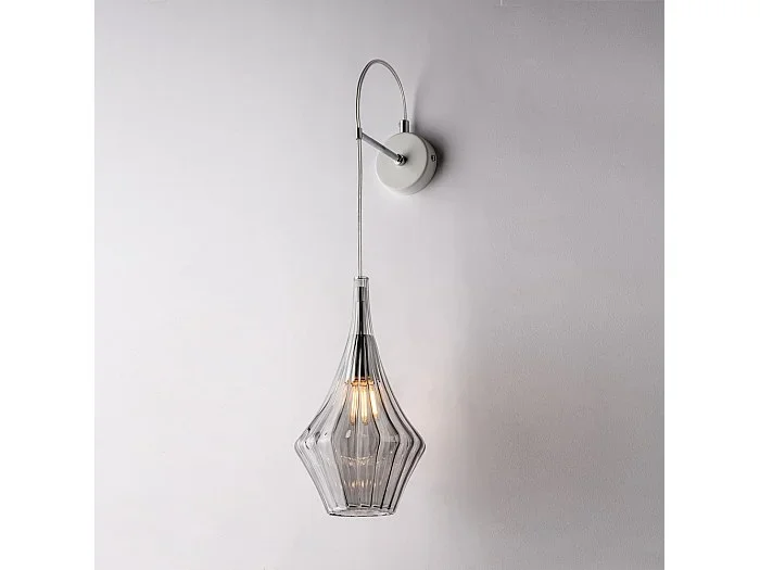Aplique de pared Zeus de hierro con cristal pyrex gris 1 luz .14 P.21 BL270-AP1-GR