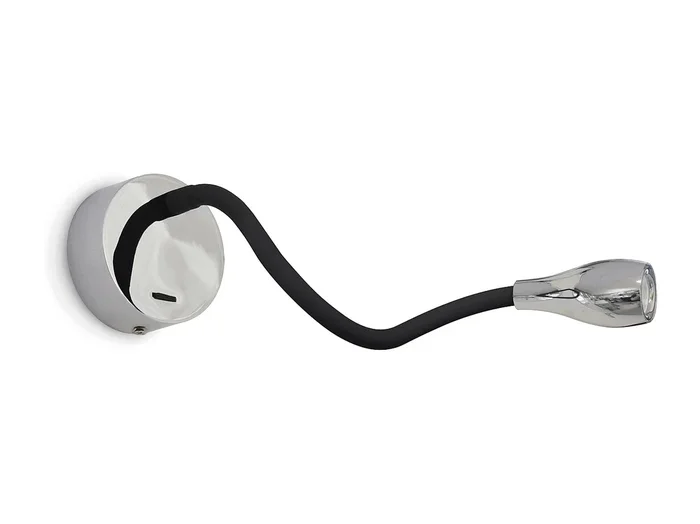 Aplique lector Elfi de estilo moderno – L.40,2 cm -interior- acero y silicona- negro- LED SMD 2W- 3.000K- on/off- 360º grados- IP20