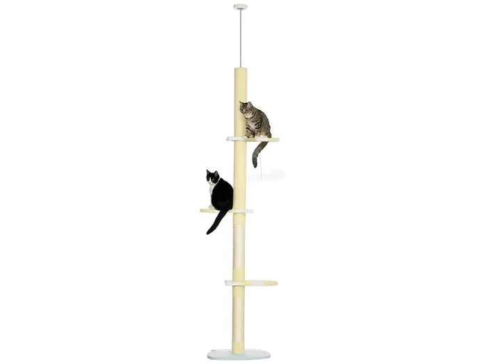 Árbol para gatos amarillo 47x34x260 cm PawHut