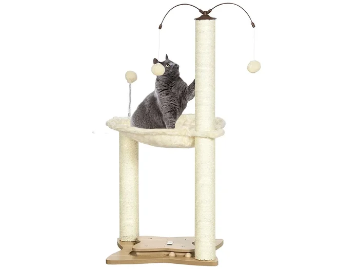 Árbol para gatos beige 53.5×53.5×90 cm PawHut