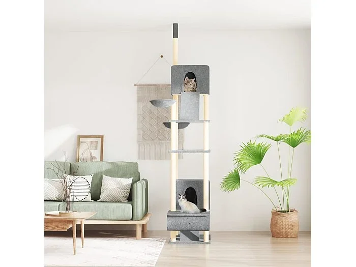 Árbol rascador para gatos suelo a techo gris claro 277-303 cm ES689602