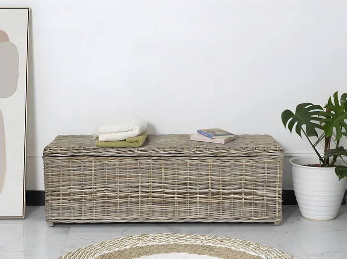 Arcón de kubu GAO – Ancho 130 x Prof. 45 x Alt. 44 cm – Gris natural