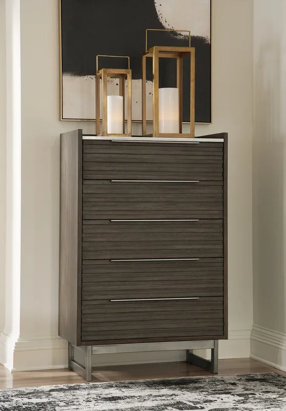 Arkenton Grayish Brown/White Chest of Drawers