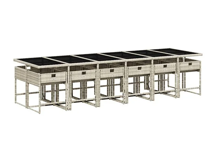 Arlon Set comedor jardín y cojines 13 pzas ratán sintético gris claro