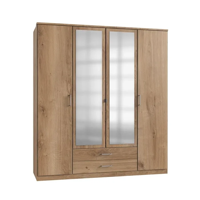 Armario 2 puertas 2 puertas espejo y 2 cajones – L179 cm