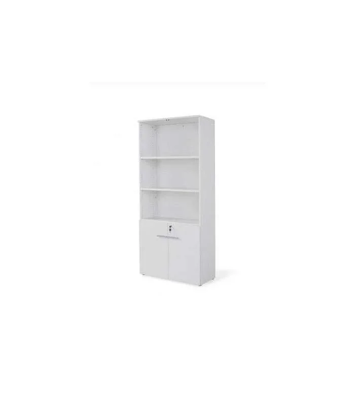 Armario alto con puertas bajas acabado blanco, 208.8 cm(alto)93 cm(ancho)42.5 cm(fondo) .