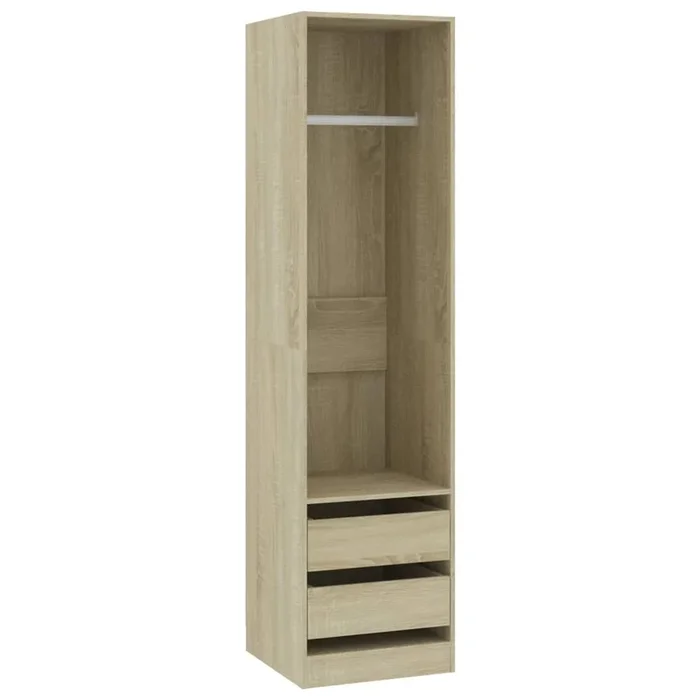 Armario auxiliar Arco 2 cajones + barra para colgar roble 200×50 cm