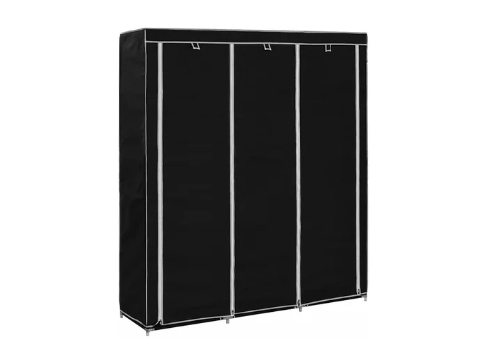 Armario con compartimentos y barras Negro 150x45x175 cm Tela