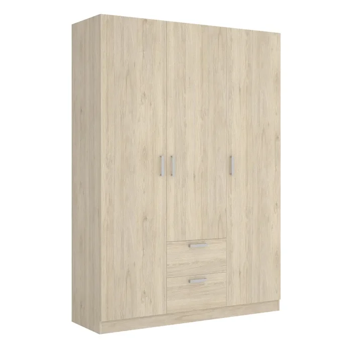 Armario de 3 puertas y 2 cajones Maxi 150x215x52 cm Natural