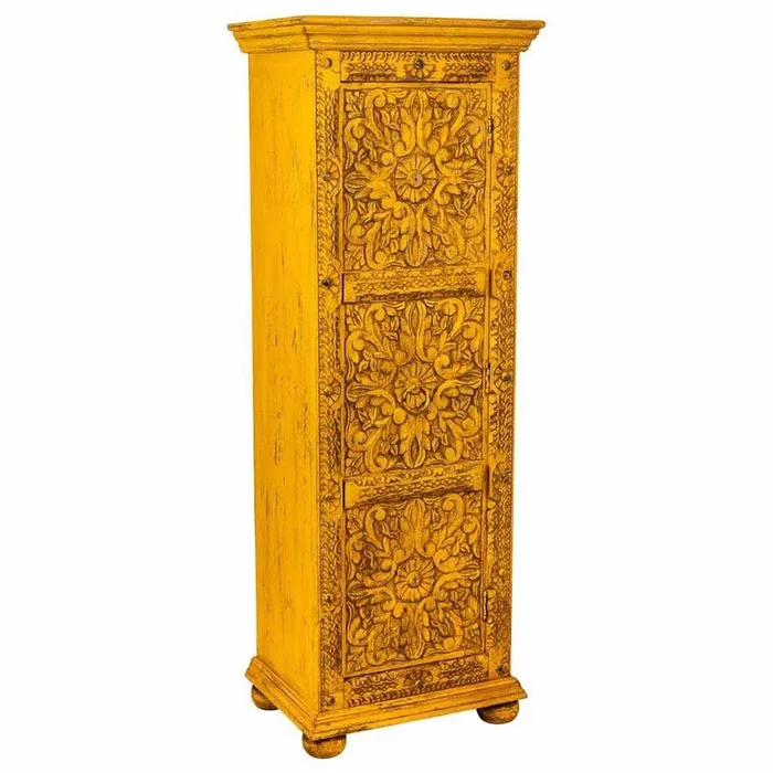 Armario de madera artesanal amarillo 53x40x149