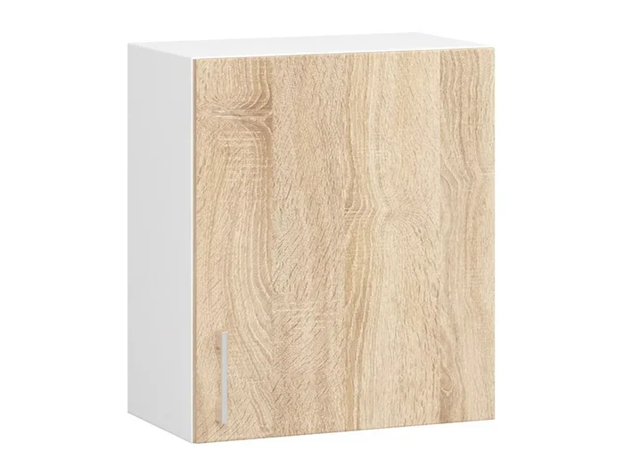 Armario de pared de cocina AKORD W50 sistema LIMA Blanco 50 cm 1 puerta color Roble Sonoma mate 2 estantes 50×30,5×58 cm
