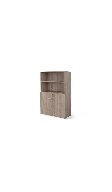 Armario mediano con puertas bajas para oficina o estudio acabado olmo claro, 141.6 cm(alto)93 cm(ancho)42.5 cm(fondo)
