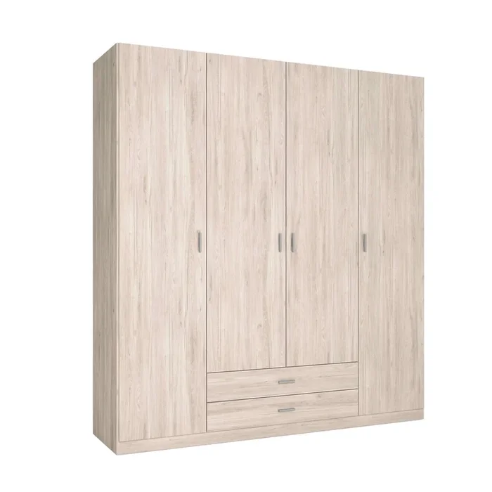 Armario Roma 4 puertas 2 cajones ropero dormitorio habitación color sahara moderno mueble 200×215 cm