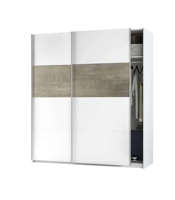 Armario ropero Linuss de 180 cm de 2 puertas correderas 200 cm alto x 180 cm ancho x 60 cm fondo