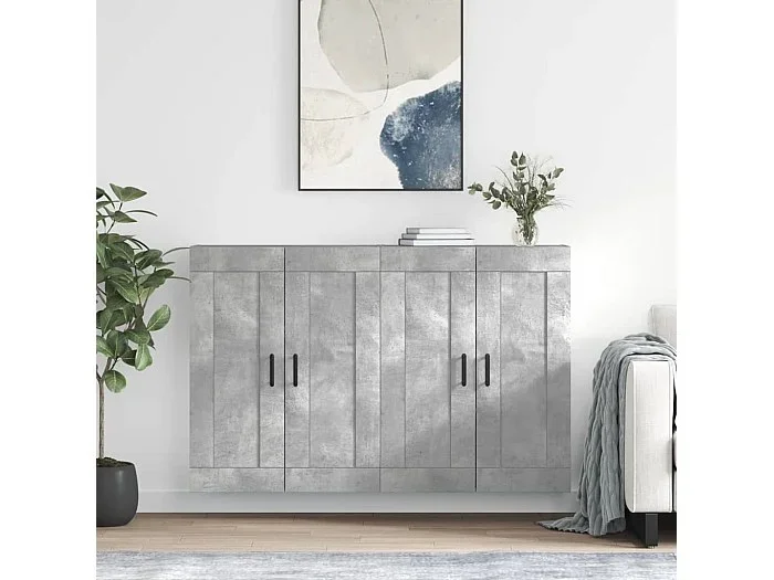 Armarios de pared 2 uds madera de ingeniería gris hormigón ES898436