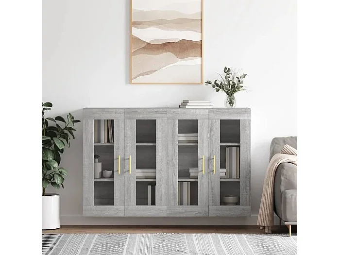 Armarios de pared 2 uds madera de ingeniería gris Sonoma