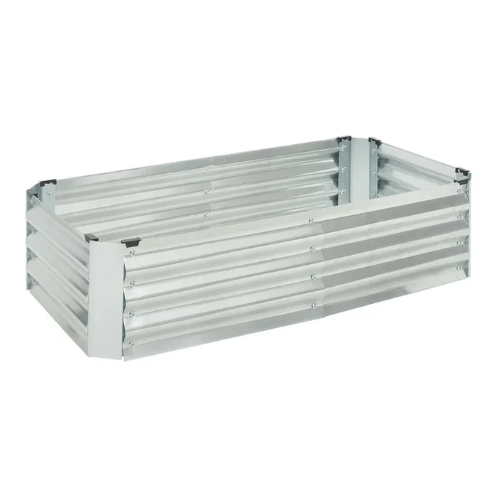 Arriate de jardín elevada Celano acero 120x60x30 cm – Plateado [en.casa]