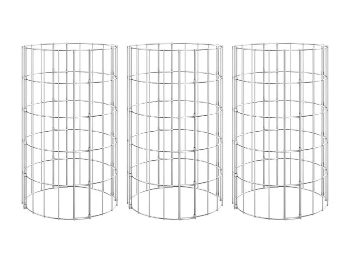 Arriate gaviones circular 3 unidades acero galvanizado Ø30×50 cm