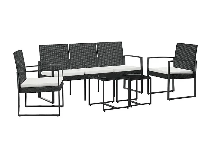 Artor Set comedor de jardín 5 pzas con cojines PP aspecto ratán negro