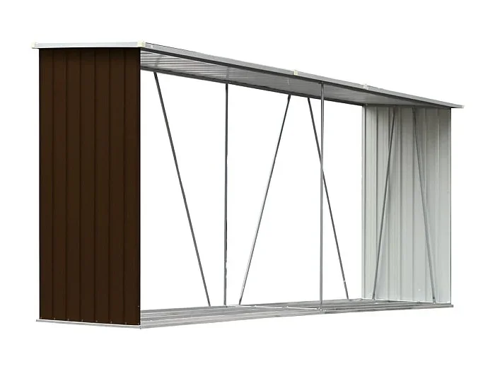 Aulnay-sous-Bois Casetilla para leña acero galvanizado marrón 330x84x152 cm