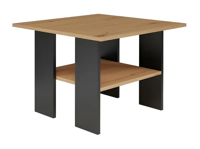 AURA – Mesa de centro cuadrada de estilo industrial – 60x60x45 cm – Mesa de centro con decoración de madera