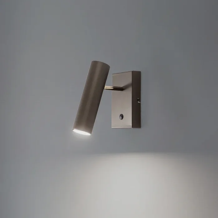 Axion aplique de pared, 1 luz, color titanio, acero