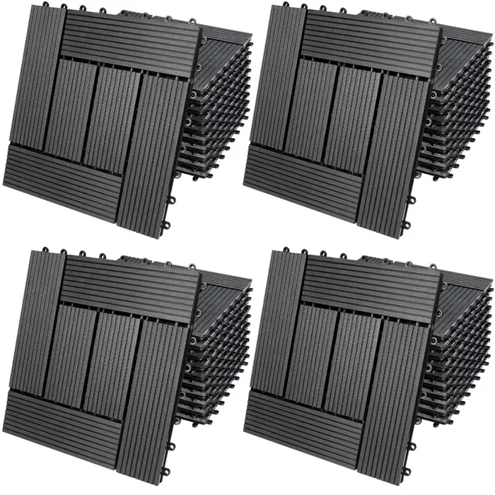 Baldosas de WPC set de 44 antracita mosaico 30x30cm clips