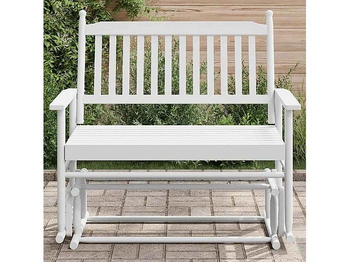 Banco columpio blanco 118x70x104,5 cm madera maciza de álamo