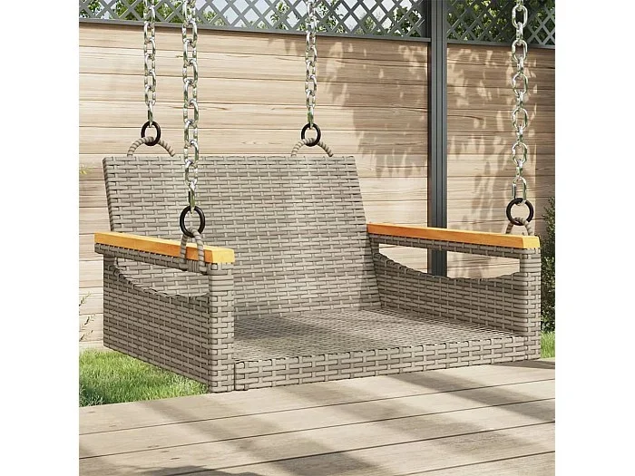 Banco columpio de ratán sintético gris 63x62x40 cm ES391801