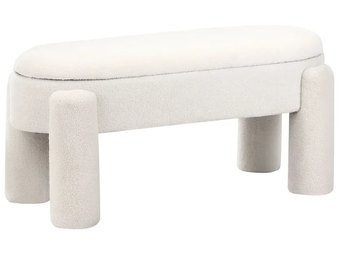 Banco con almacenaje OAKLEY Bouclé Blanco crema
