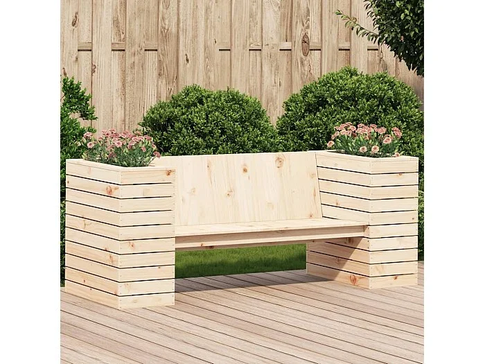 Banco con jardineras madera maciza de pino 167,5x60x65 cm