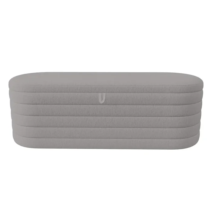 Banco de almacenaje 120x40x40 cm – en tejido de felpa – Gris