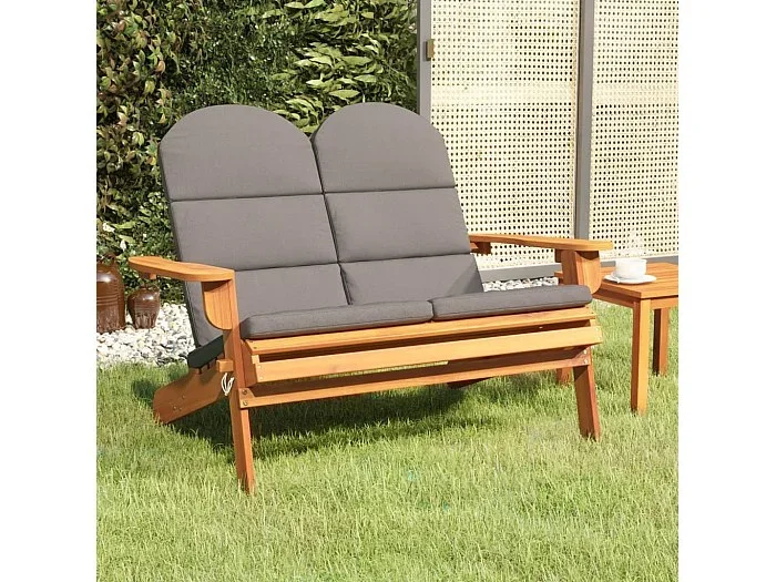 Banco de jardín Adirondack con cojines madera de acacia 126 cm